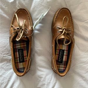 NIB NWT Sperry Top Sider Sahara (Honey Sole) Nonmarking Boat Shoes Brown Leather